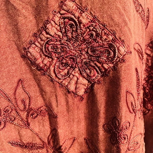 Brown embroidered fringe tunic - Picture 3 of 7